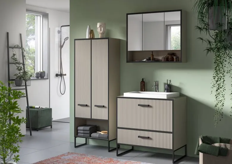 Waschplatz BAGNO schwarz Kaschmirgrau Nachbildung B/H/T: ca. 80x84x48 cm