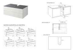 Waschplatz SHAPE grau weiß Hochglanz B/H/T: ca. 80x33x47 cm