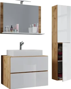 Waschplatz 4tlg-Lendas weiß Eiche Honig Nachbildung weiß B/H/T: ca. 60x52x52 cm