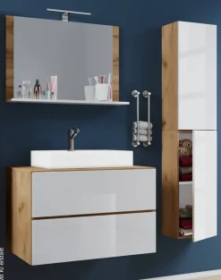 Waschplatz 4tlg-Lendas weiß Eiche Honig Nachbildung weiß B/H/T: ca. 60x52x52 cm