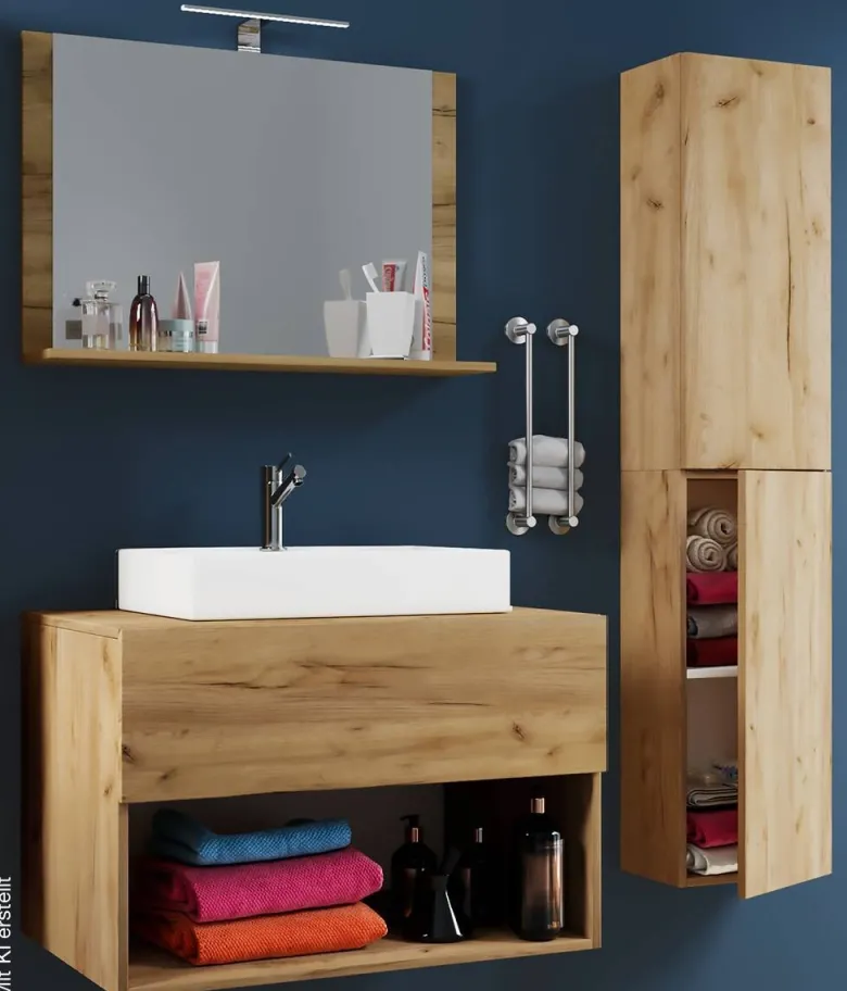 Waschplatz 4tlg-Lendas weiß Eiche Honig Nachbildung B/H/T: ca. 60x52x52 cm