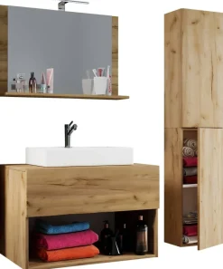 Waschplatz 4tlg-Lendas weiß Eiche Honig Nachbildung B/H/T: ca. 60x52x52 cm