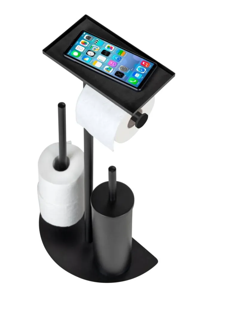 WENKO Stand-WC-Garnitur Cosenza Neo schwarz Edelstahl