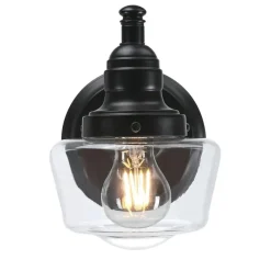 Westinghouse Außenwandleuchte Eddystone mattschwarz Glas Metall B/H/L: ca. 15x21x22 cm E27 1 Brennstellen