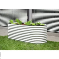 Westmann Hochbeet Oval silber Metall B/H/L: ca. 80x82x240 cm