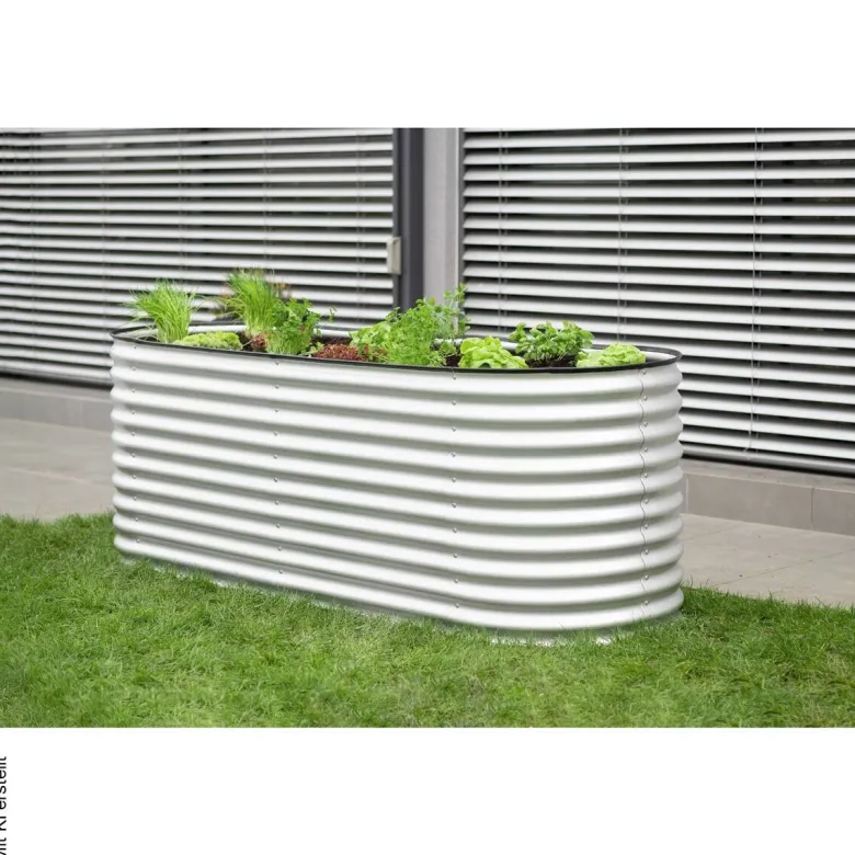 Westmann Hochbeet Oval silber Metall B/H/L: ca. 80x82x240 cm
