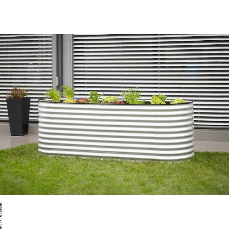 Westmann Hochbeet Oval silber Metall B/H/L: ca. 80x82x240 cm