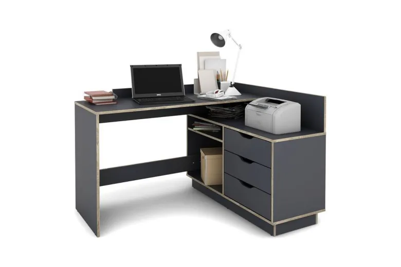 Winkelschreibtisch BELFAST anthrazit Eiche Optik B/H/T: ca. 129x83,5x105 cm