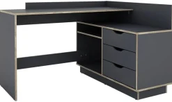 Winkelschreibtisch BELFAST anthrazit Eiche Optik B/H/T: ca. 129x83,5x105 cm