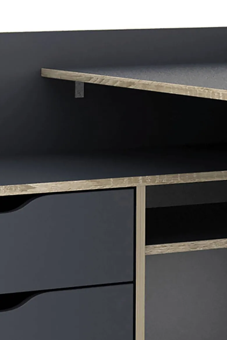 Winkelschreibtisch BELFAST anthrazit Eiche Optik B/H/T: ca. 129x83,5x105 cm
