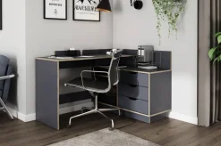 Winkelschreibtisch BELFAST anthrazit Eiche Optik B/H/T: ca. 129x83,5x105 cm