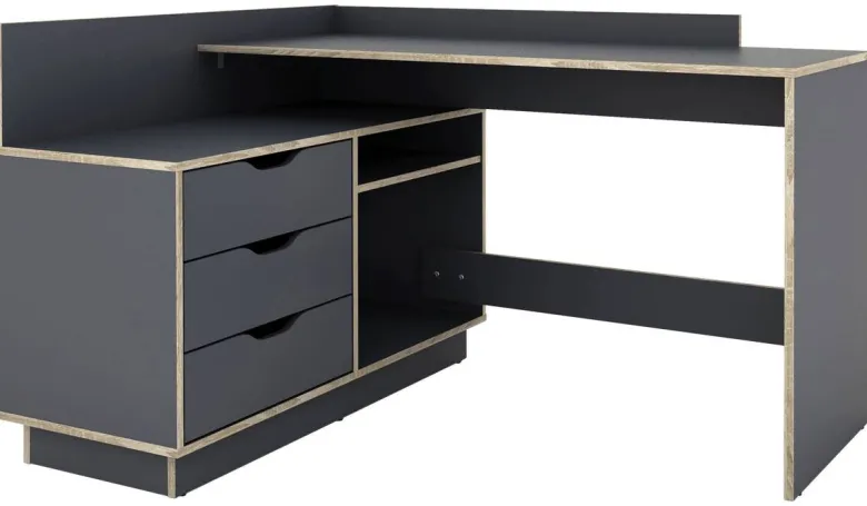 Winkelschreibtisch BELFAST anthrazit Eiche Optik B/H/T: ca. 129x83,5x105 cm