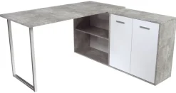 Winkelschreibtisch Beton Optik weiß B/H/T: ca. 138x74x138 cm