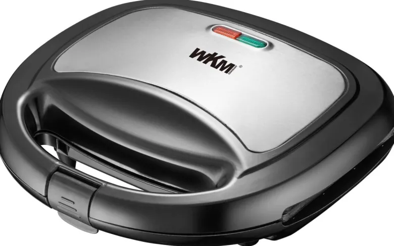 WKM Sandwichtoaster ST-850.1 schwarz stahlfarbig Kunststoff Metall B/H/T: ca. 23,5x7,7x21 cm
