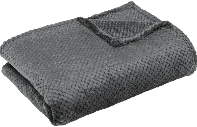 Wohndecke Flanell anthrazit Polyester B/L: ca. 220x240 cm