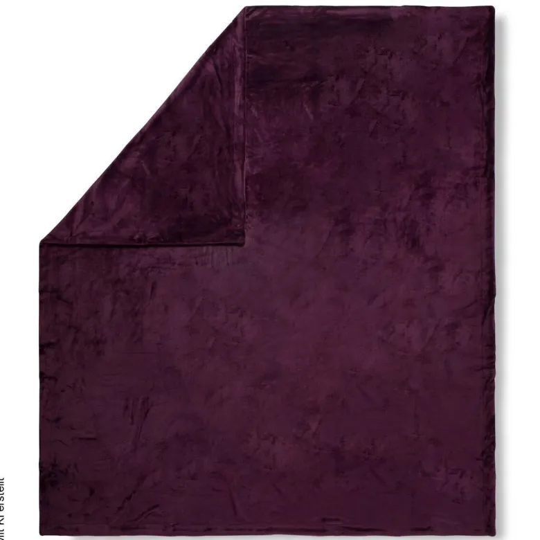 Wohndecke Polysamt bordeaux Polyester B/L: ca. 160x180 cm
