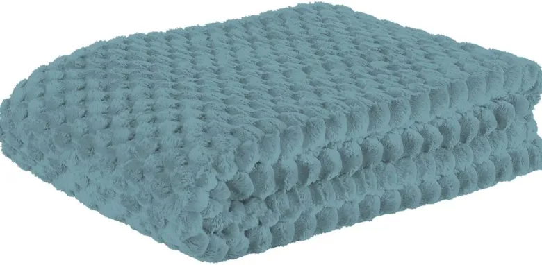 Wohndecke Wabe petrol Polyester B/L: ca. 150x200 cm