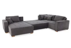 Wohnlandschaft grau Microfaser B/H/T: ca. 379x86x227 cm