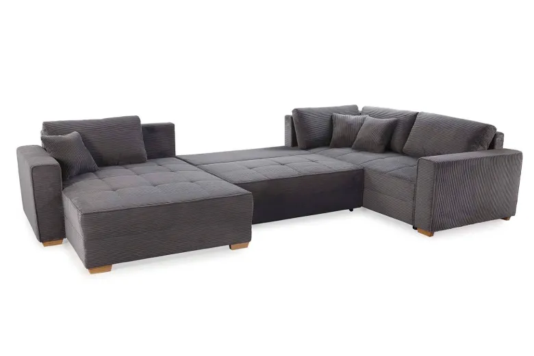 Wohnlandschaft grau Microfaser B/H/T: ca. 379x86x227 cm
