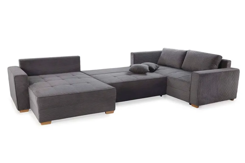 Wohnlandschaft grau Microfaser B/H/T: ca. 379x86x227 cm