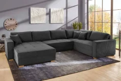Wohnlandschaft grau Microfaser B/H/T: ca. 379x86x227 cm