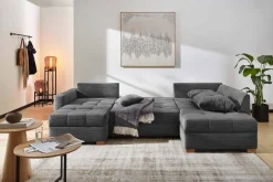 Wohnlandschaft grau Microfaser B/H/T: ca. 313x92x200 cm