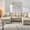 Wohnlandschaft Greige Microfaser B/H/T: ca. 313x92x200 cm