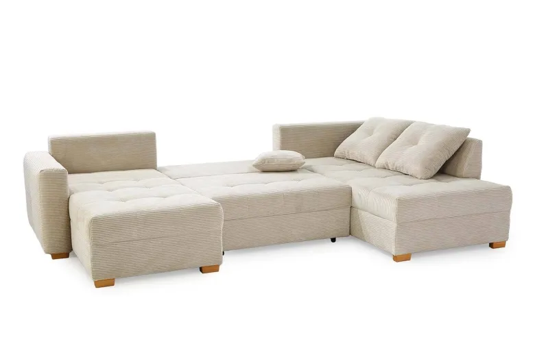 Wohnlandschaft Greige Microfaser B/H/T: ca. 313x92x200 cm