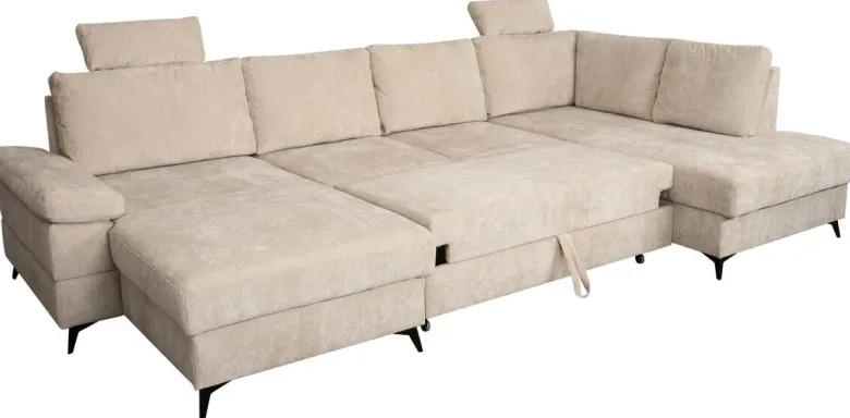 Wohnlandschaft Sara U beige Microfaser B/H/T: ca. 333x87x189 cm