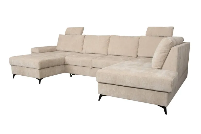 Wohnlandschaft Sara U beige Microfaser B/H/T: ca. 333x87x189 cm