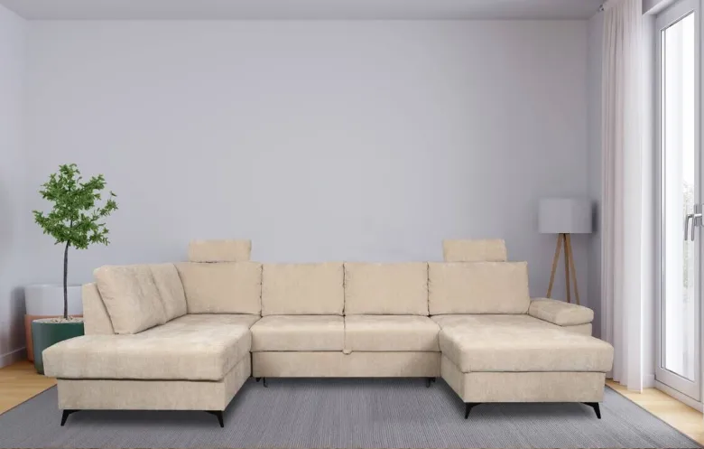 Wohnlandschaft Sara U beige Microfaser B/H/T: ca. 333x87x189 cm