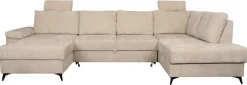 Wohnlandschaft Sara U beige Microfaser B/H/T: ca. 333x87x189 cm