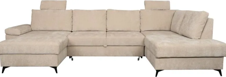 Wohnlandschaft Sara U beige Microfaser B/H/T: ca. 333x87x189 cm