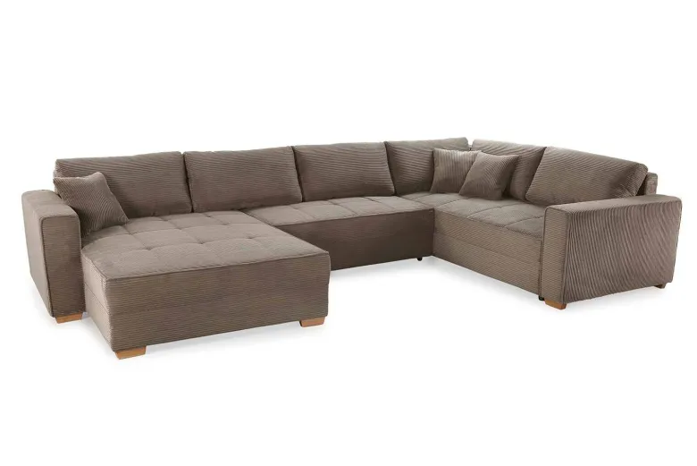 Wohnlandschaft taupe Microfaser B/H/T: ca. 379x86x227 cm