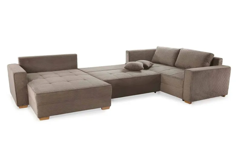 Wohnlandschaft taupe Microfaser B/H/T: ca. 379x86x227 cm