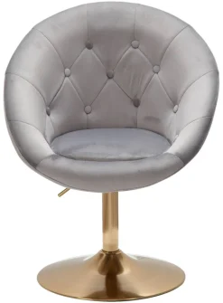 Wohnling Sessel grau gold Stoff Eisen