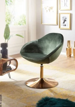 Wohnling Sessel grün gold Stoff Eisen B/H/T: ca. 70x79x70 cm