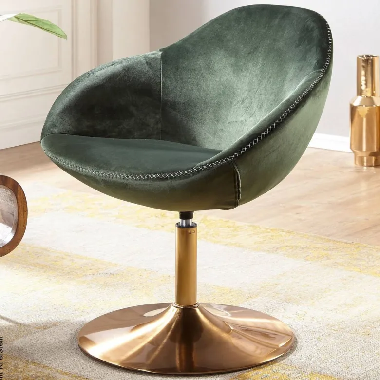 Wohnling Sessel grün gold Stoff Eisen B/H/T: ca. 70x79x70 cm