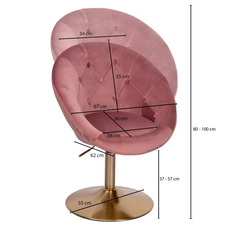 Wohnling Sessel rosa gold Samt Eisen B/H/T: ca. 67x80x62 cm