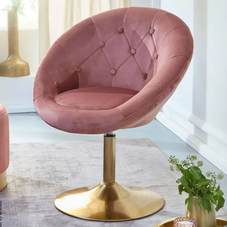 Wohnling Sessel rosa gold Samt Eisen B/H/T: ca. 67x80x62 cm