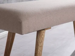 Wohnling Sitzbank beige natur Stoff Echtholz B/H/T: ca. 117x51x38 cm