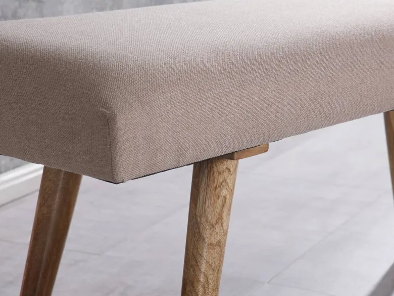Wohnling Sitzbank beige natur Stoff Echtholz B/H/T: ca. 117x51x38 cm