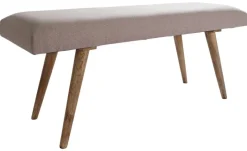 Wohnling Sitzbank beige natur Stoff Echtholz B/H/T: ca. 117x51x38 cm
