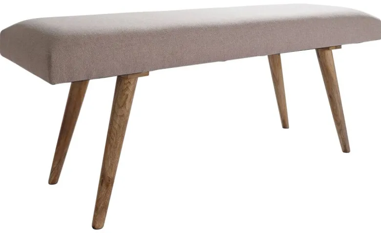 Wohnling Sitzbank beige natur Stoff Echtholz B/H/T: ca. 117x51x38 cm