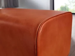 Wohnling Sitzbank braun natur Leder Echtholz B/H/T: ca. 120x56x30 cm