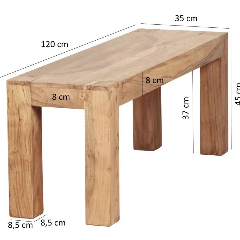 Wohnling Sitzbank natur Akazie B/H/T: ca. 120x45x35 cm