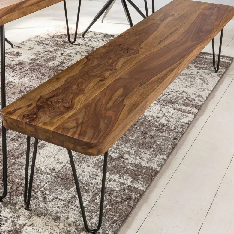 Wohnling Sitzbank natur schwarz Echtholz Metall B/H/T: ca. 120x45x40 cm