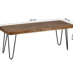 Wohnling Sitzbank natur schwarz Echtholz Metall B/H/T: ca. 120x45x40 cm