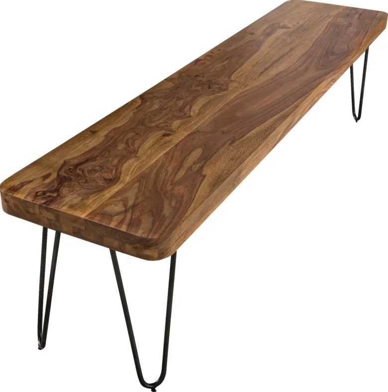 Wohnling Sitzbank natur schwarz Echtholz Metall B/H/T: ca. 120x45x40 cm