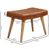 Wohnling Sitzhocker braun natur Leder Echtholz B/H/T: ca. 67x47x39 cm